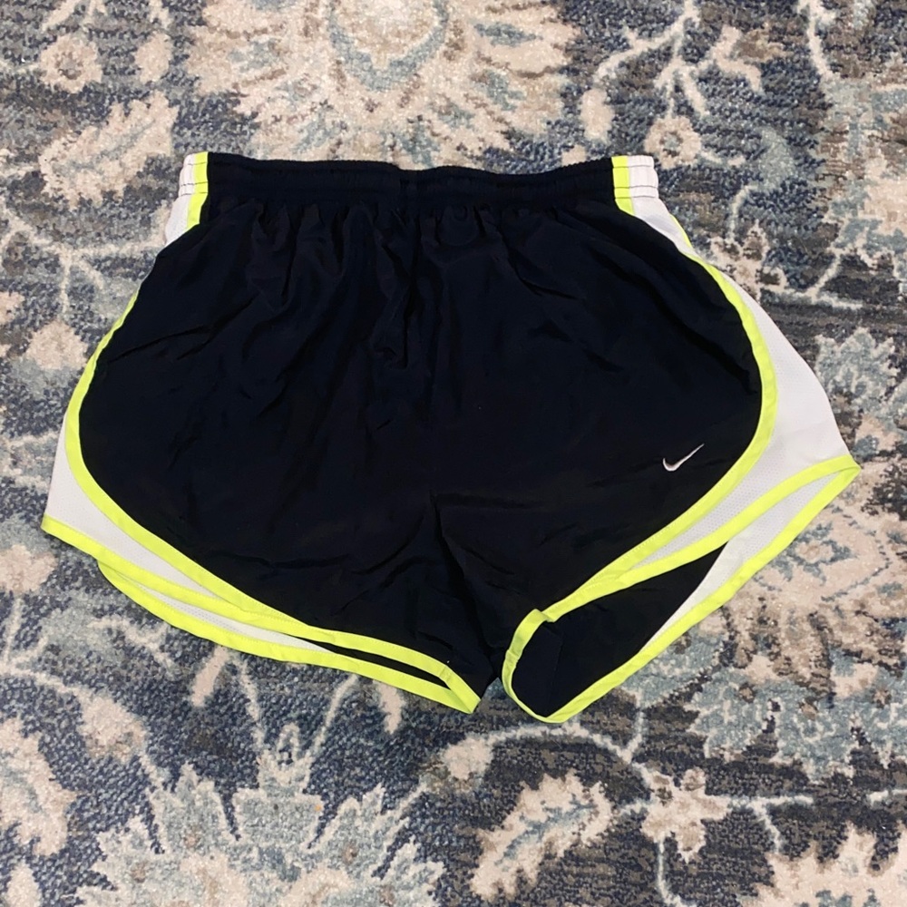 Nike Women's Black and White Shorts with Neon Accents